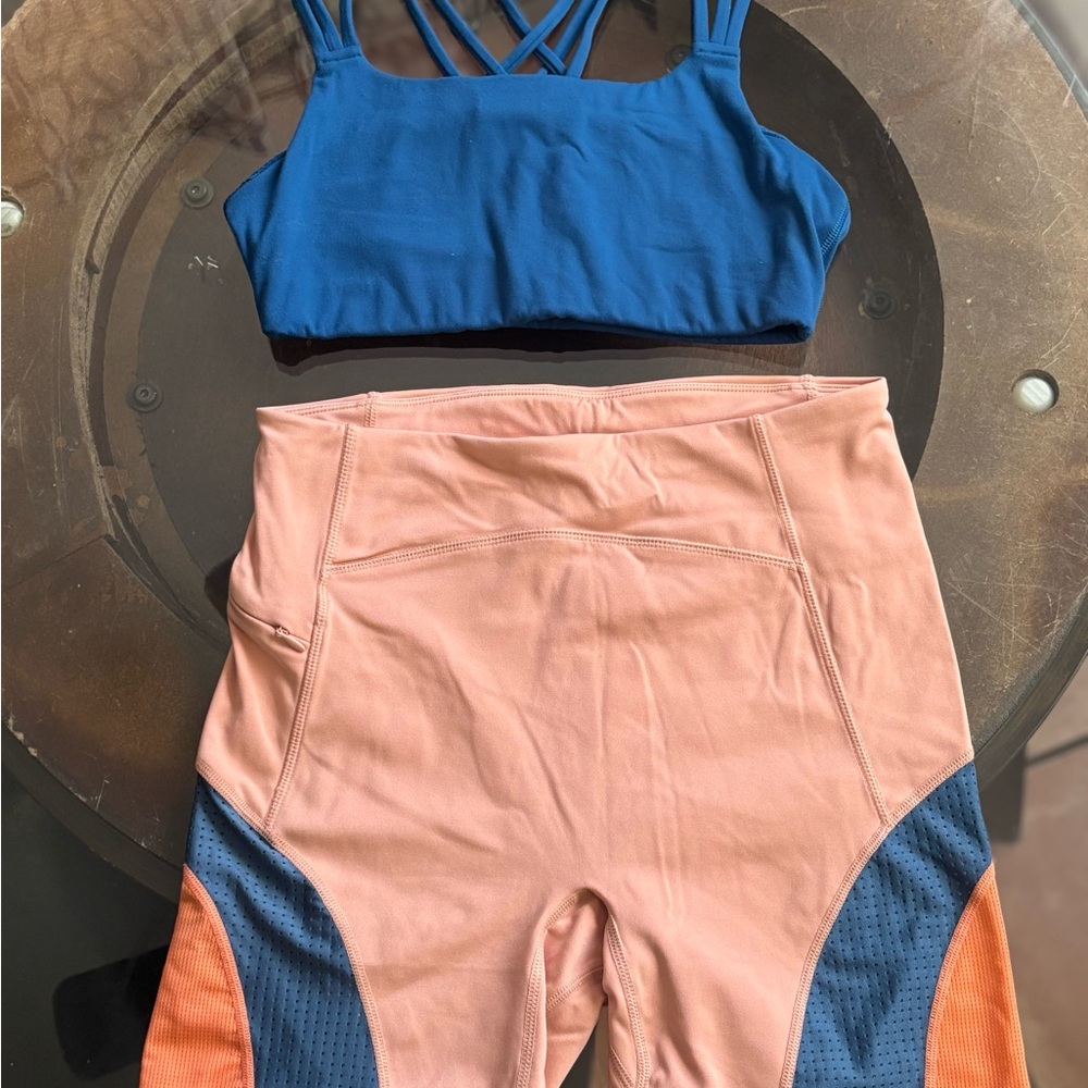 Fabletics Peach Activewear Short Size Medium and Athleta Sport Bra size Small